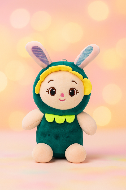 Miss Green – Soft Plush Doll with Bunny Ears | Adorable Kids’ Gift & Cuddly Companion