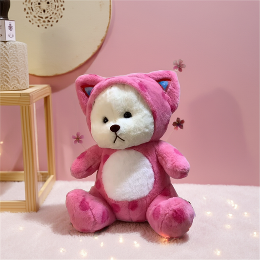 Pink Hoodie Teddy – Soft Plush Bear with Removable Hoodie